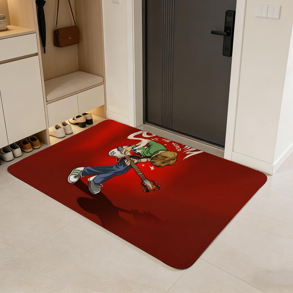 Comic S-Scott Pilgrim Floor Mat Flannel Door Mat Non-Slip Absorbent Washable Indoor Home Rug
