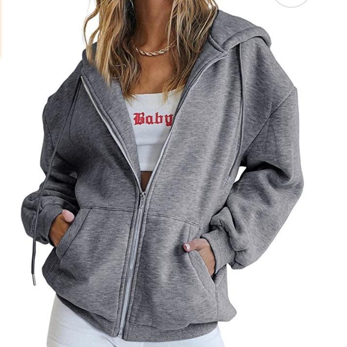 Women's Hoodies Teen Girls Autumn Oversized Sweatshirts Casual Drawstring Clothes Zipper Sweatshirts Spot
