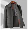 Men's Double-Faced Wool Jacket with Detachable Duck Down Liner and Turn-Down Collar