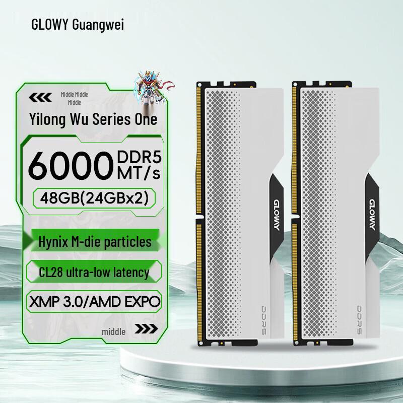 

Gloway Dragon Warrior 48GB (2x24GB) DDR5 6000MHz Desktop RAM Kit 48GB (2x24GB) Kit