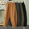 Winter Warm Clip Cotton Thickened Retro Down Cotton Pants for Women's Outwear Elastic Waist Loose Relaxed Pants
