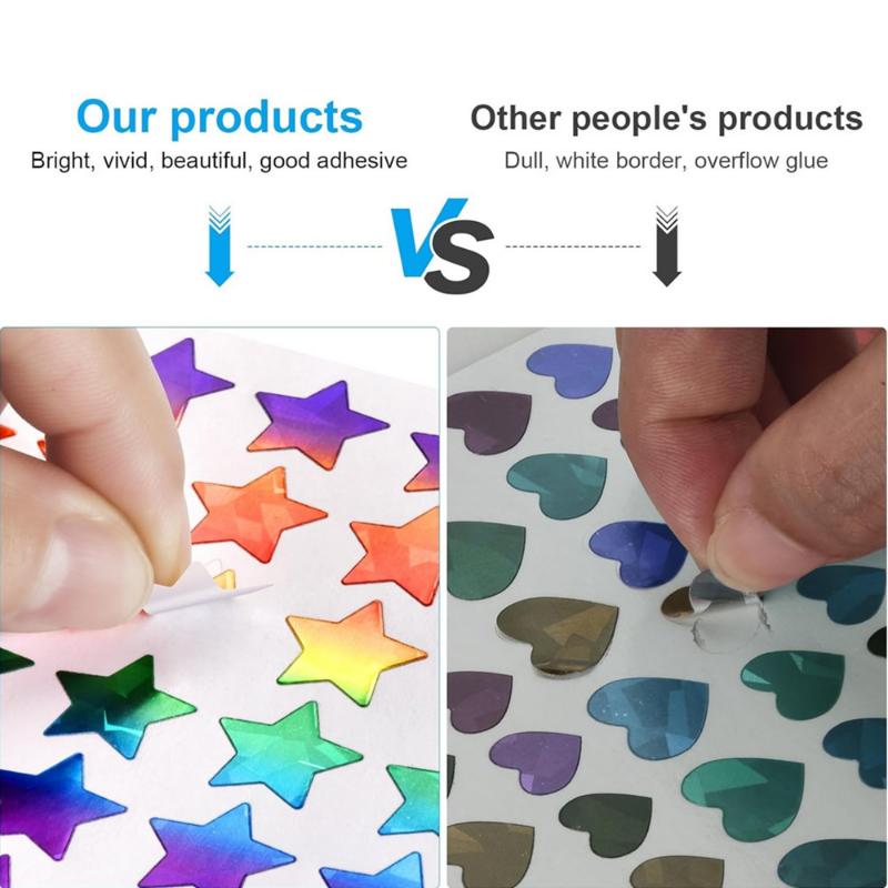 Rewards Glitter Foil Behavior Reward Chart Decoration Decals Sparkly Holographic Round Dot Heart Star Stickers for Kids Student