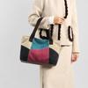 Damen Patchwork Handtasche - Vintage Gespleißte Canvas Tote mit Obergriff & Crossbody-Funktion