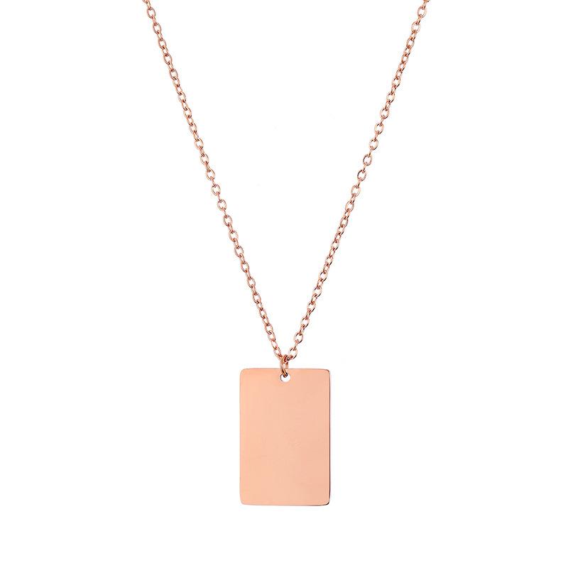 European and American Light Luxury Stainless Steel Square Pendant Necklace, 18*12MM, Fashionable and Versatile.