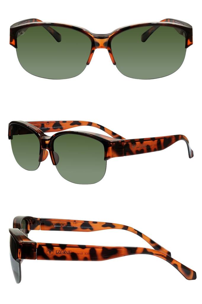 iZONE Polarized Sunglasses Over Glasses IDRIVE Driving Golf Fishing [iZONE] P4771-DRGN22 (Demi Brown-Green)