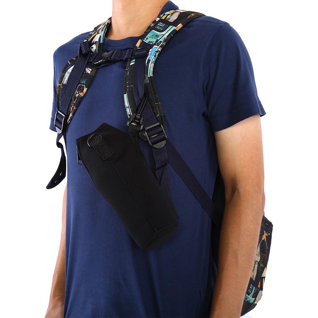 Outdoor Sports Water Bottle 1L Thermal Holder Case Cover with Strap (Black)