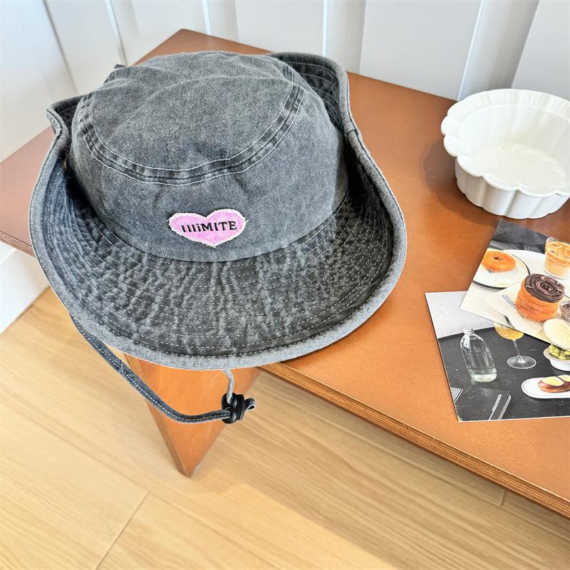 Mountaineering Sun Hat Sun Protection Bucket Hat Shade Pink Love Letter Cowgirl Face Cover Cycling Outdoor