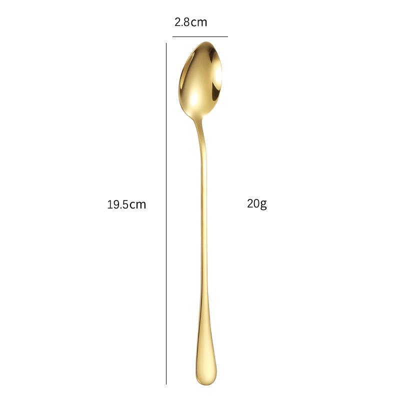 Stainless Steel Long Handle Dessert Spoon for Ice Cream and Coffee