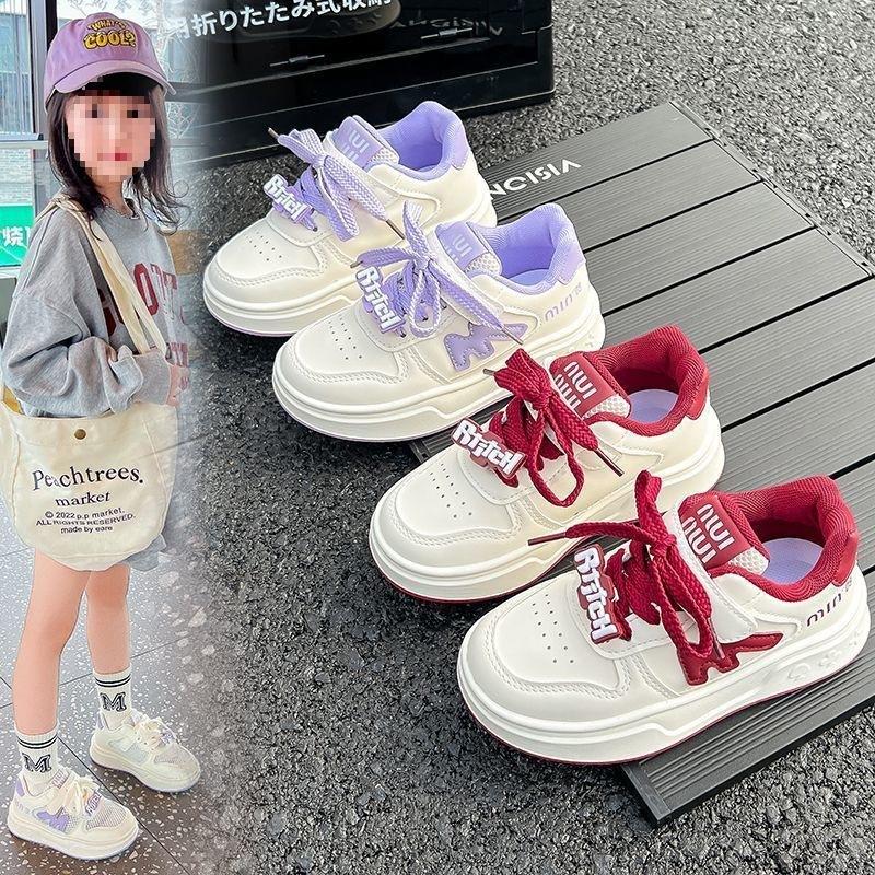 Children's Board Shoes Spring and Autumn Girls' Sports Shoes 2025 New Children's Soft-soled Casual Shoes Breathable Student White Shoes Tide
