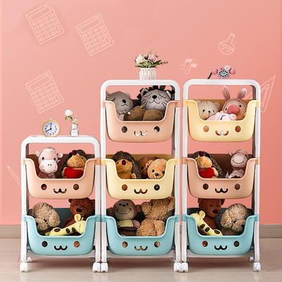 Meuble de rangement pour jouets en plastique pour enfants, coffre à jouets avec 4 tiroirs pour chambre d'enfant sur roulettes