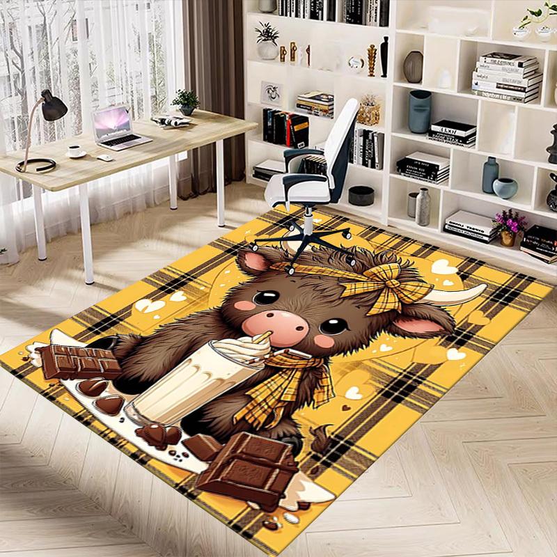 1PC cow plaid Non-Slip Floor Carpet Compatible for Office&Living Room&Bedroom&Dining room - Flat - Weave Machine-S0331