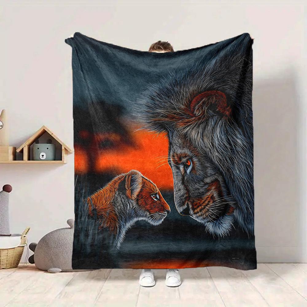 1pc Lion, Sunset Blanket Lightweight Blanket Throw Blanket For Sofa, Bed, Travel, Camping, Livingroom, Office, Couch, Chair yy251010049