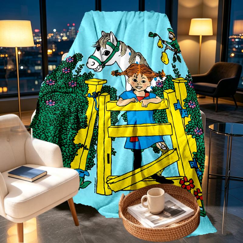 Pippi Longstocking Print Blanket - Soft & Comfortable, for Bedroom, Travel, Sofa, Home Decoration - Birthday Christmas Gift for Friend