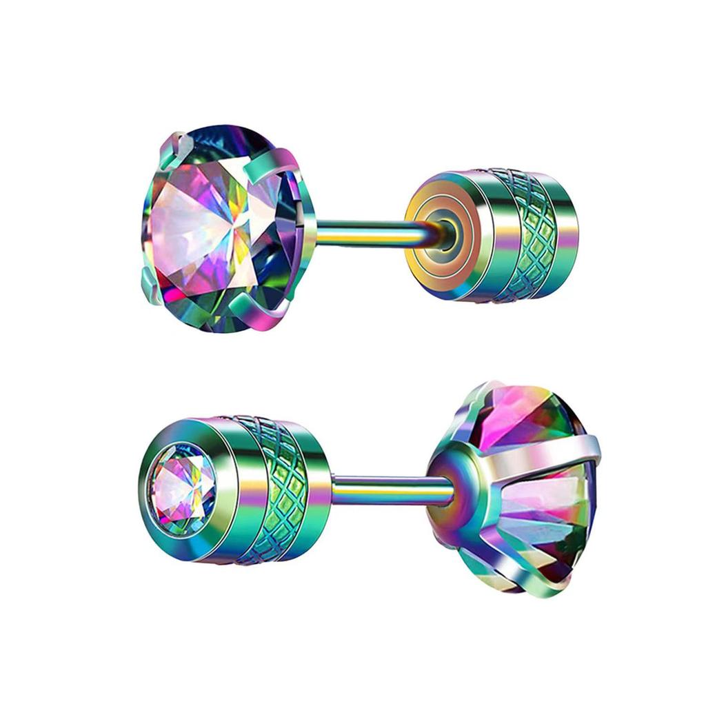 European and American Four-Claw Zircon Earrings: Embossed Anti-Slip Double Diamond Cartilage Studs