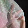 100/300/500cm Blue Mermaid Rainbow Elastic Laser Pleats Gradient Illusion Organza Dress DIY Fabric Designer Fabric