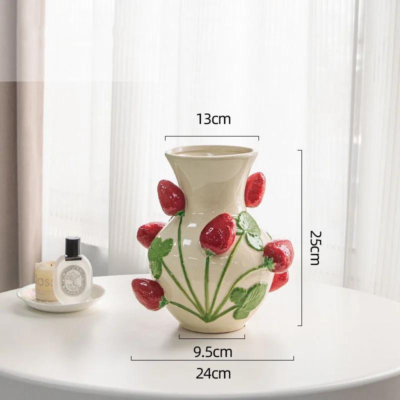 

Creative Strawberry Relief Ceramic Vase Table Decoration Flower Arrangement Strawberry Flowers Vases Room Aesthetic Decor