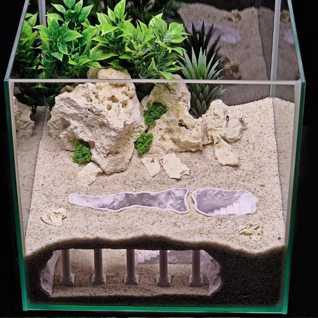 Aquarium Cave Ornament Plastic Roman Column Hideout Decor for Shrimp Cichlid Mini Aquariums