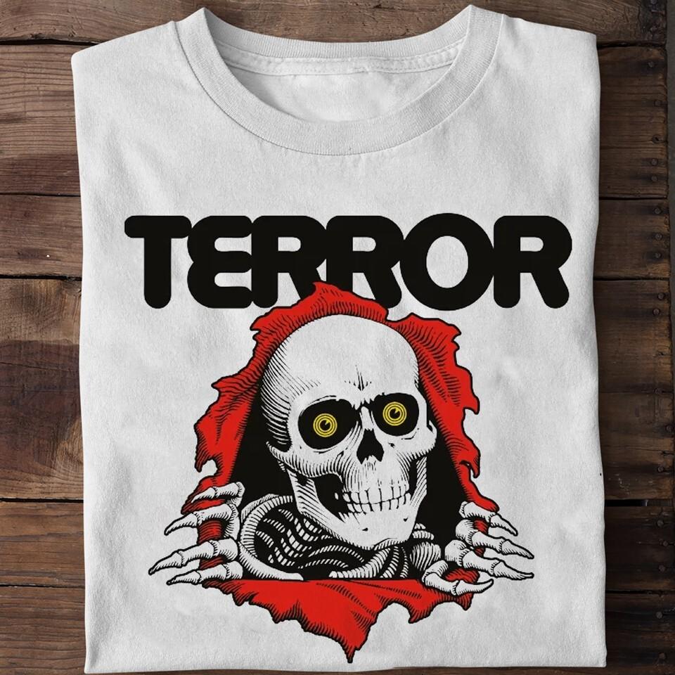 NEW Terror Skull Gift Fans Concert Tour White All Size Shirt AH1923