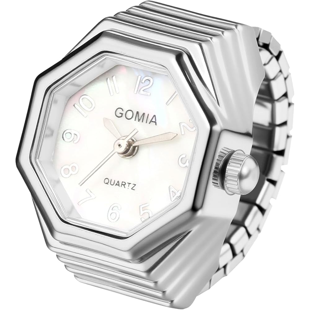 Ringwatch Women s Octagonal Case Adjustable Length Shell Dial Stainless Steel Waterproof Analog Fingerwatch