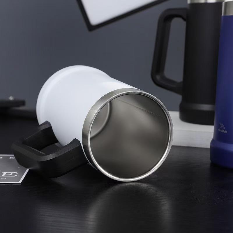 Large Capacity 24oz Brazilian Beer Mug, Insulated Stainless Steel with Double Layer Vacuum Handle