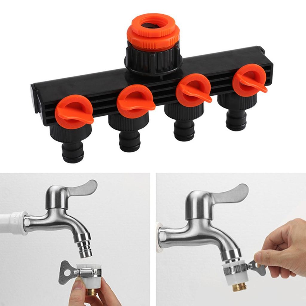 4 Way Tap Connector Garden Manifold Hose Pipe Splitter Adapter Water Faucet