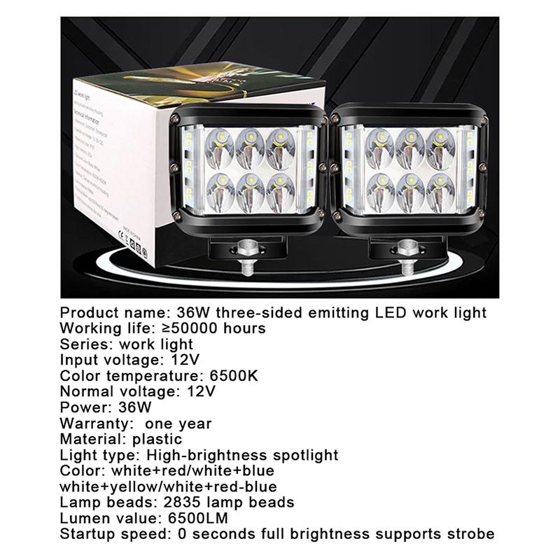 4"Led Work Dual Side Shooter Pod White & Amber Strobe Lamp Off Road Flashing Light For Car Truck Pickup Boat Suv