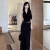 2025 Korean Style Twisted Pleat Retro Top and Patchwork Sleeveless Skirt Set