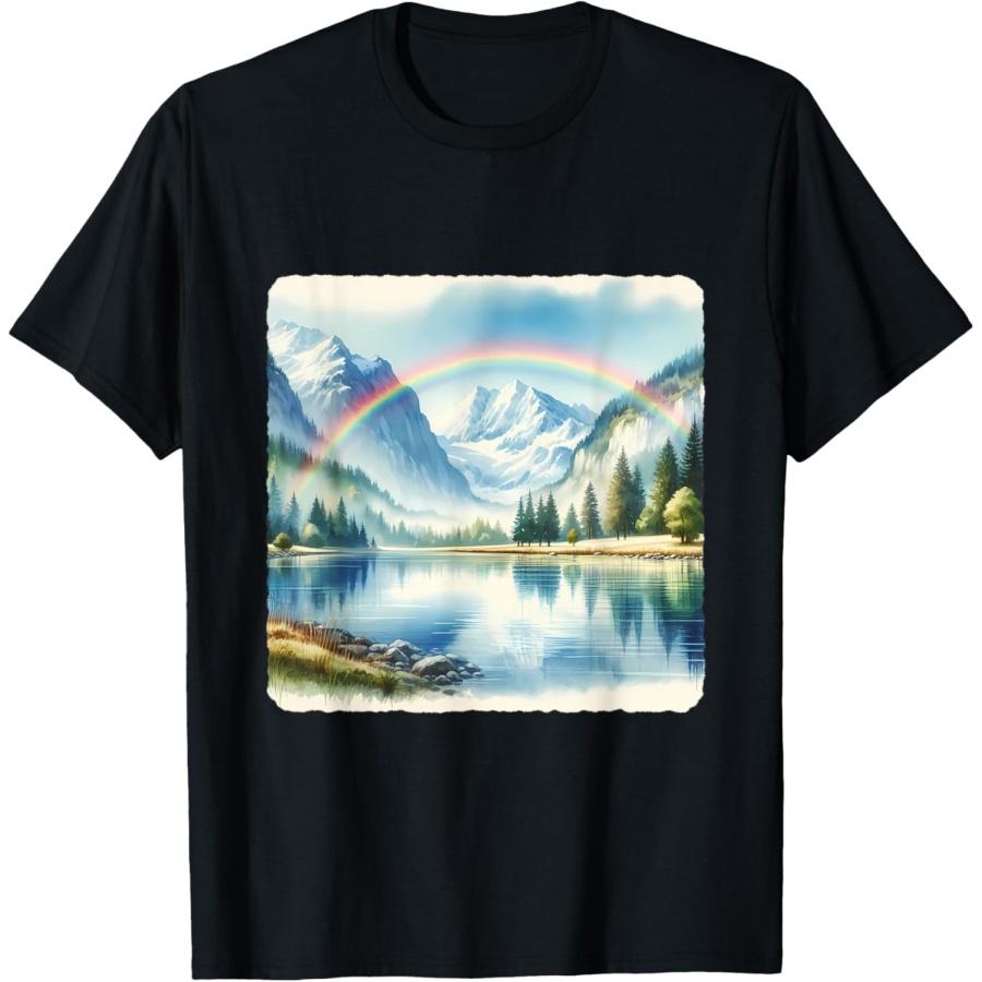Rainbow Over Mountain Lake XXXXXL чёрный