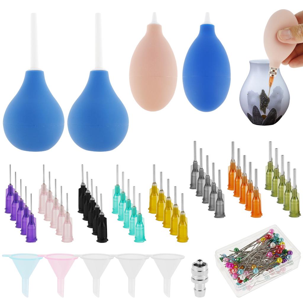 Pottery Precision Applicator Set with Plastic Steel Needle Funnel Ceramic Precision Tip Applicator Glaze Silicone Squeeze Bottle