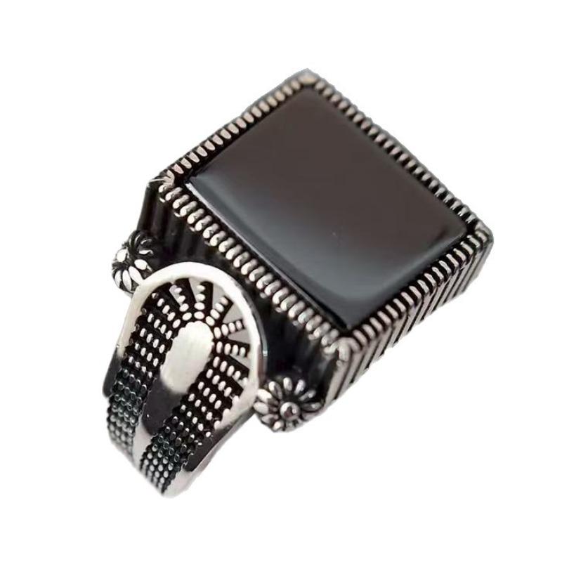 Environmentally Friendly Alloy, New Retro Men's Ring, Domineering Black Drip Hollow Engraved Men's Ring