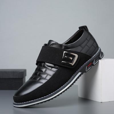 New Fashion Casual Single Shoes Velcro Foot Cover Embroidered Men's Leather Shoes Foreign Trade Trend Large Size Men's Shoes Wenzhou Shoes