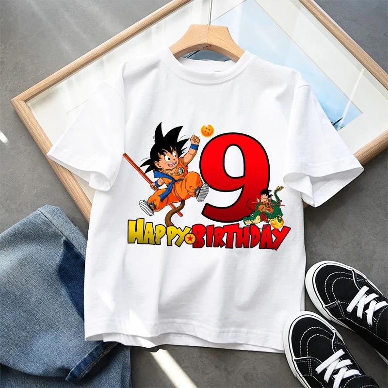 Dragon Ball Goku T-shirt Zomer Wit Kinderen Korte Mouwen Katoenen Kleding Cartoon Anime Kinderen Kawaii Schattig Cadeaus Ademend Zacht