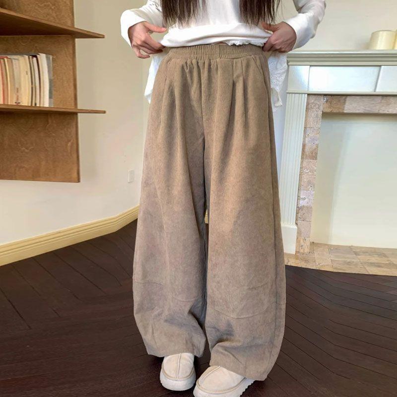 Women s Retro Scalloped Patchwork Corduroy Wide-Leg Pants XL