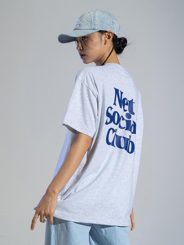 NET SOCIAL CLUB Wavy Vivid Logo Tee (Light Melange)