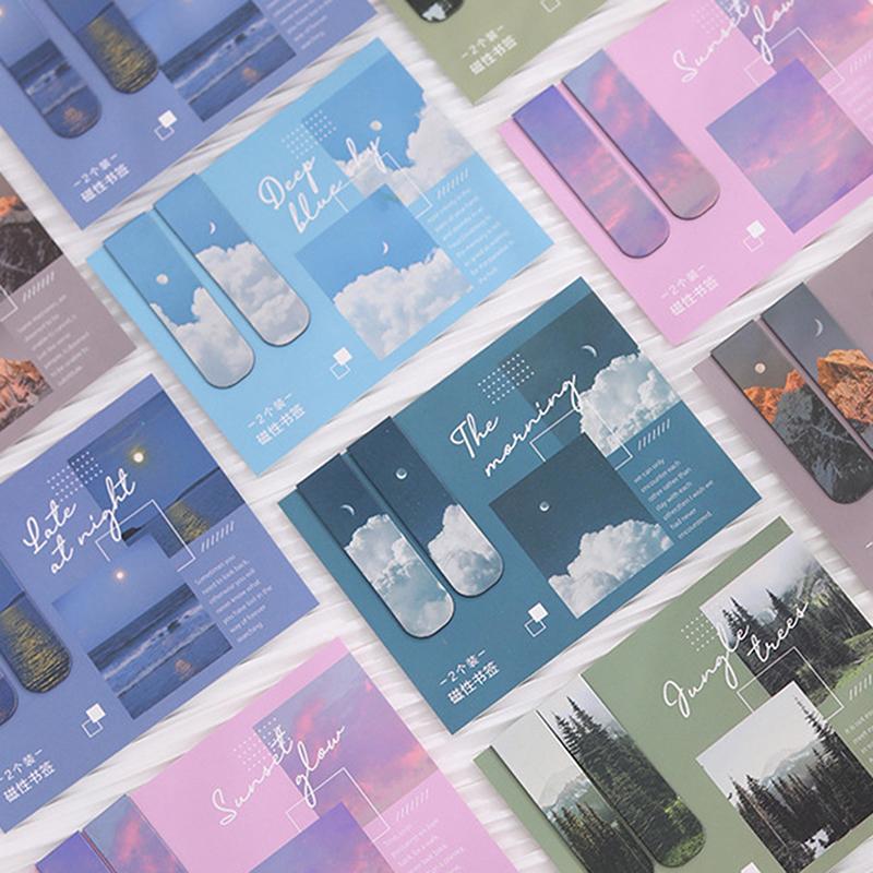 2 szt./opak. Zakładka magnetyczna Piękna sceneria Chmury Prosty literacki wzór Zakładka Narzędzie do czytania Artykuły szkolne i biurowe