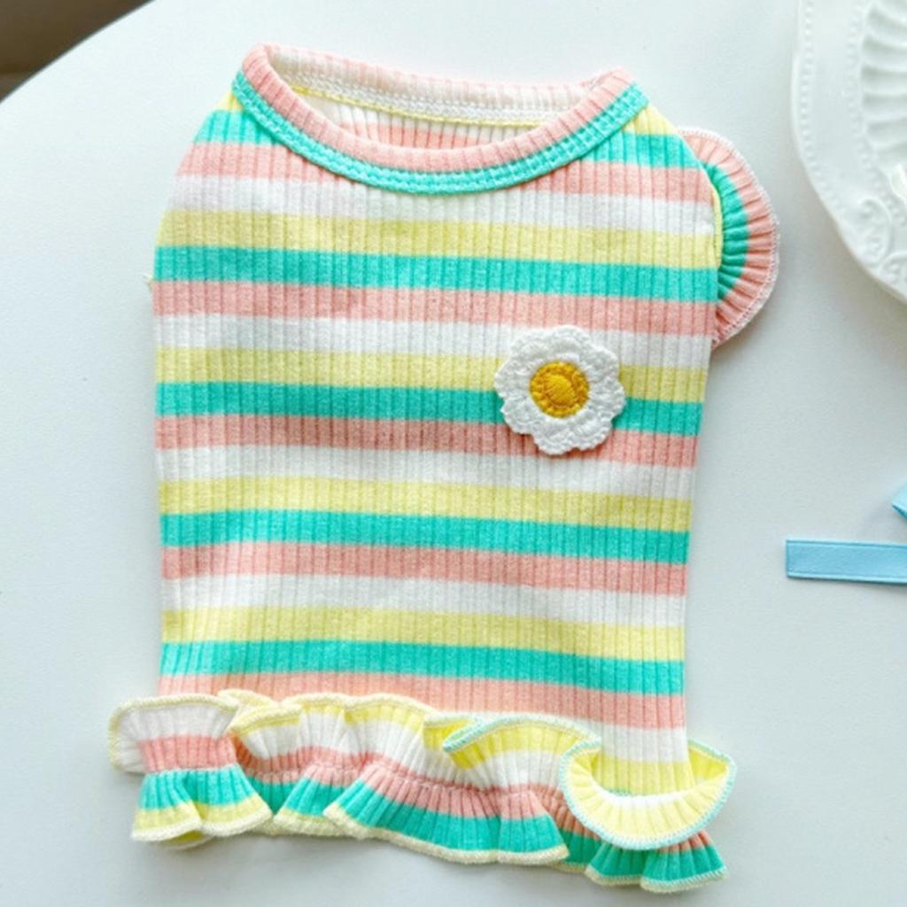 Rainbow Flower Small Dog Dress Cute Cat Clothes Summer Cooling Dog Clothes for Small Dog Vest Spring Soft Cat Dress Pet Clothes