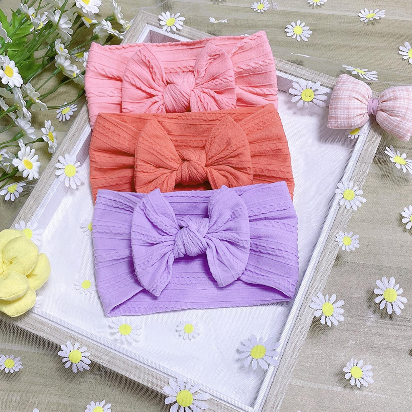 

Soft Nylon Children s Headband — Baby s Wide-Band Elastic Head Wrap With Bow One Size
