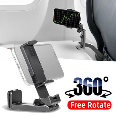 360° Rotation Phone Holder Clip for Airplane Train Bus Seat Mount Stand Folding Portable Travel Phone Bracket for Iphone 14