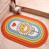Cartoon Sunflower Diatom Mud Mat Moisture-wicking Quick Drying Mat for Bathroom Door Gradient Rainbow Home Non-slip Mat