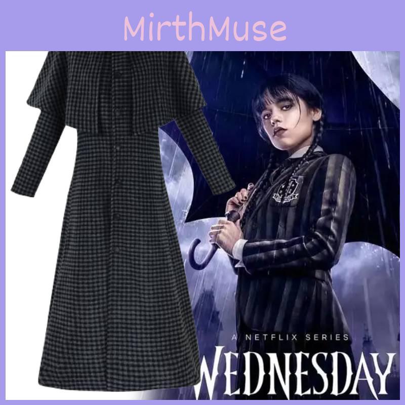 Weibliches Lead Addams Cosplay-Kostüm aus Staffel 2: Gittermantel/Jacke