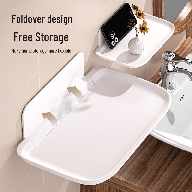 Foldable Wall-Mounted Phone Storage Shelf for Bathroom or Bedside