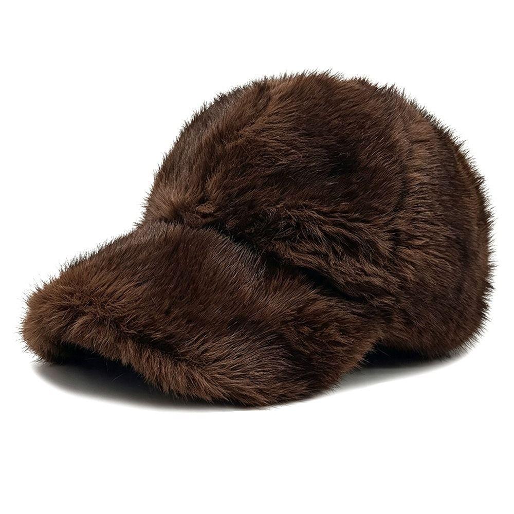 Cold Protection Faux Mink Fur Baseball Cap 55-60CM Thermal Duckbill Hat Sport