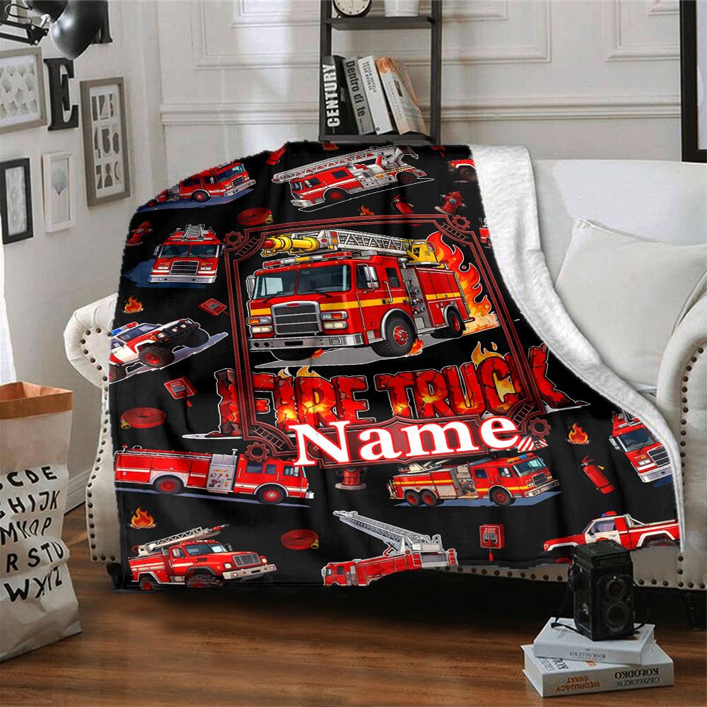 Fire Truck Customize Your Name Home Blanket S Comfortable Soft Lightweight Allseason Multipurpose Blanket For Picnics Sofas Offices Beds Living Rooms