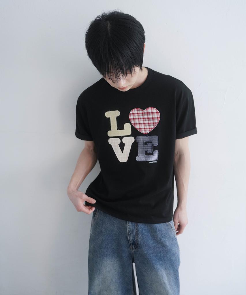 Mimdeowodeulobeu Hello World Patchwork Love T-Shirt_Black