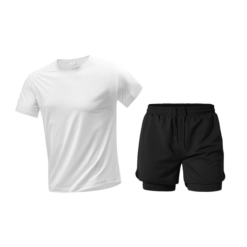 Men's Summer Ice Silk T-shirt & Shorts Set for Teens