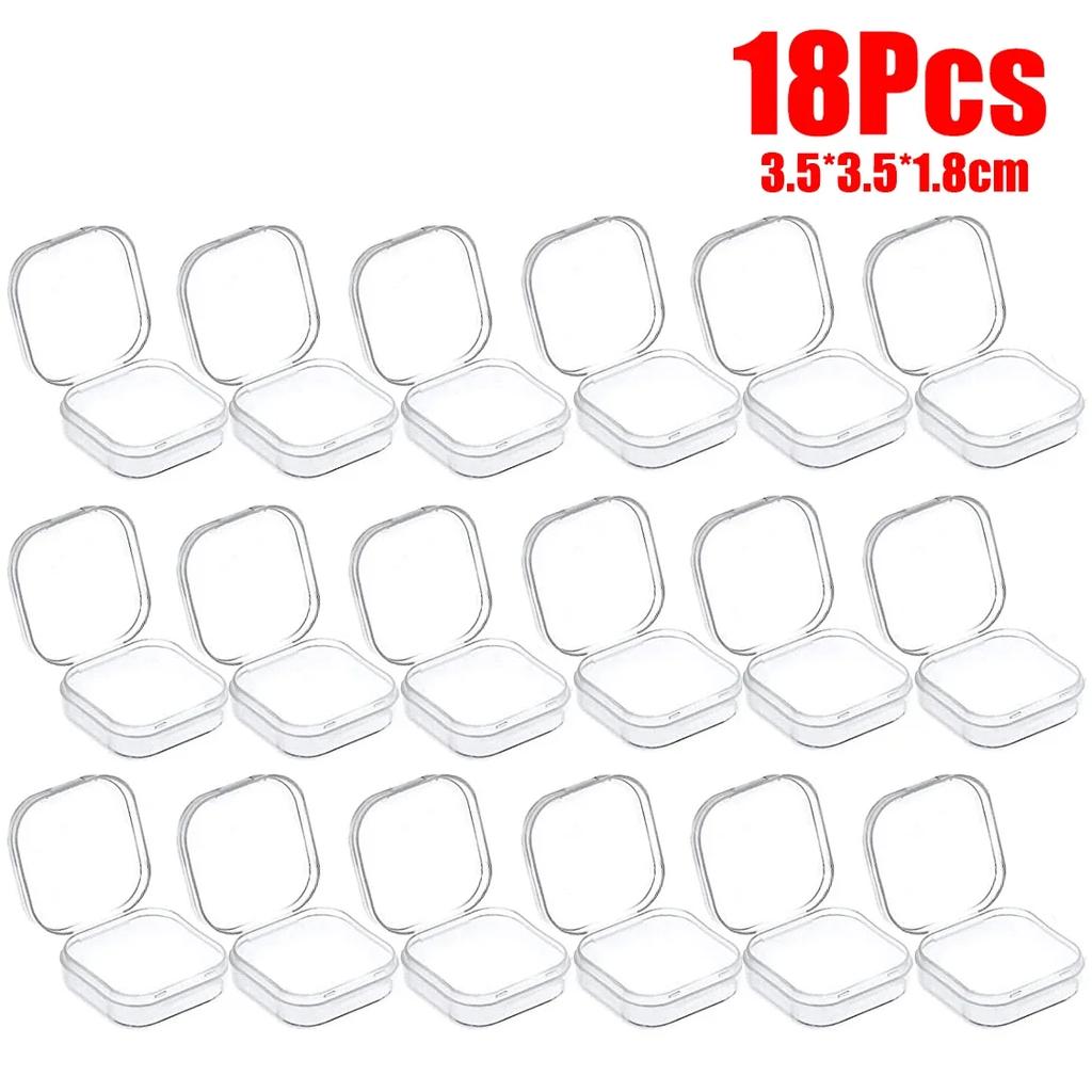 6-48Pcs Clear Small Containers Plastic Square Bead Storage Box for Beads Jewelry Crafts Board Game Pieces Organization Wholesale
