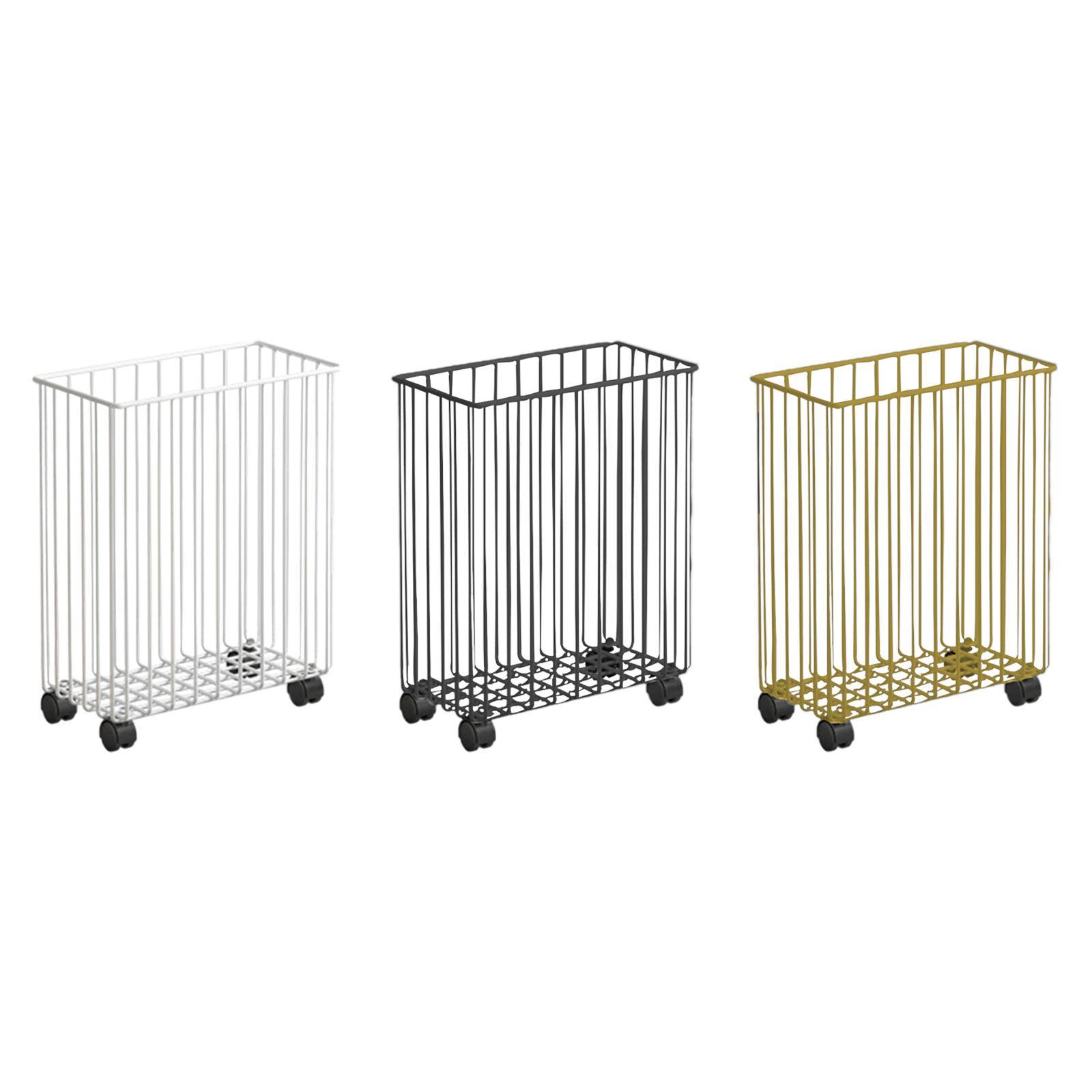 Dirty Laundry Hamper Large Capacity Rolling Slim Laundry Basket for Badminton Racket Yoga Strap Resistance Bands Foam Roller bianco