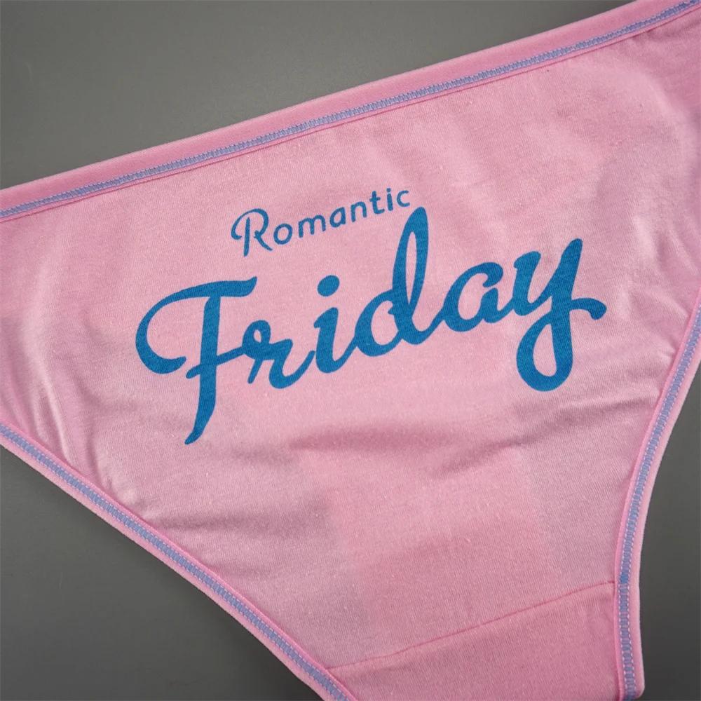 7 Stück/Packung Woche Gedruckte Bikini Unterwäsche Damen Baumwolle Buchstaben Bikini Slips Bequeme Damen Übergröße Slips Dessous S-XXL