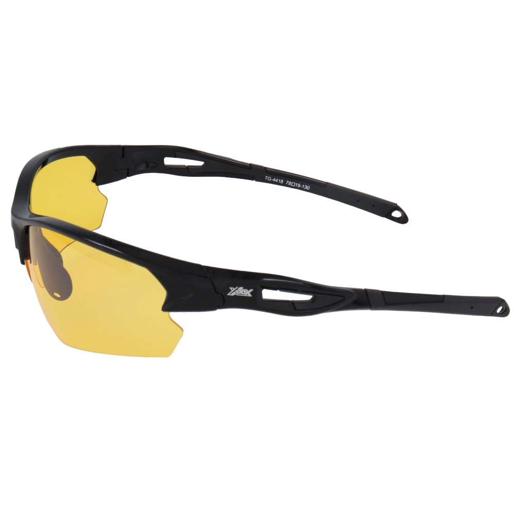 TAKAMIYA XOOX Night Polarized Type Silver Mirror Lens Sunglasses, Half-Rim I, Yellow/Light