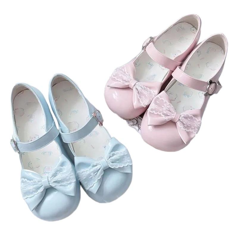 Cute Sweet Bow Mary Jane Women's Shoes Medium Thick Heel Lolita Japanese Soft Girl Single Shoes with Skirt Small Leather Shoes